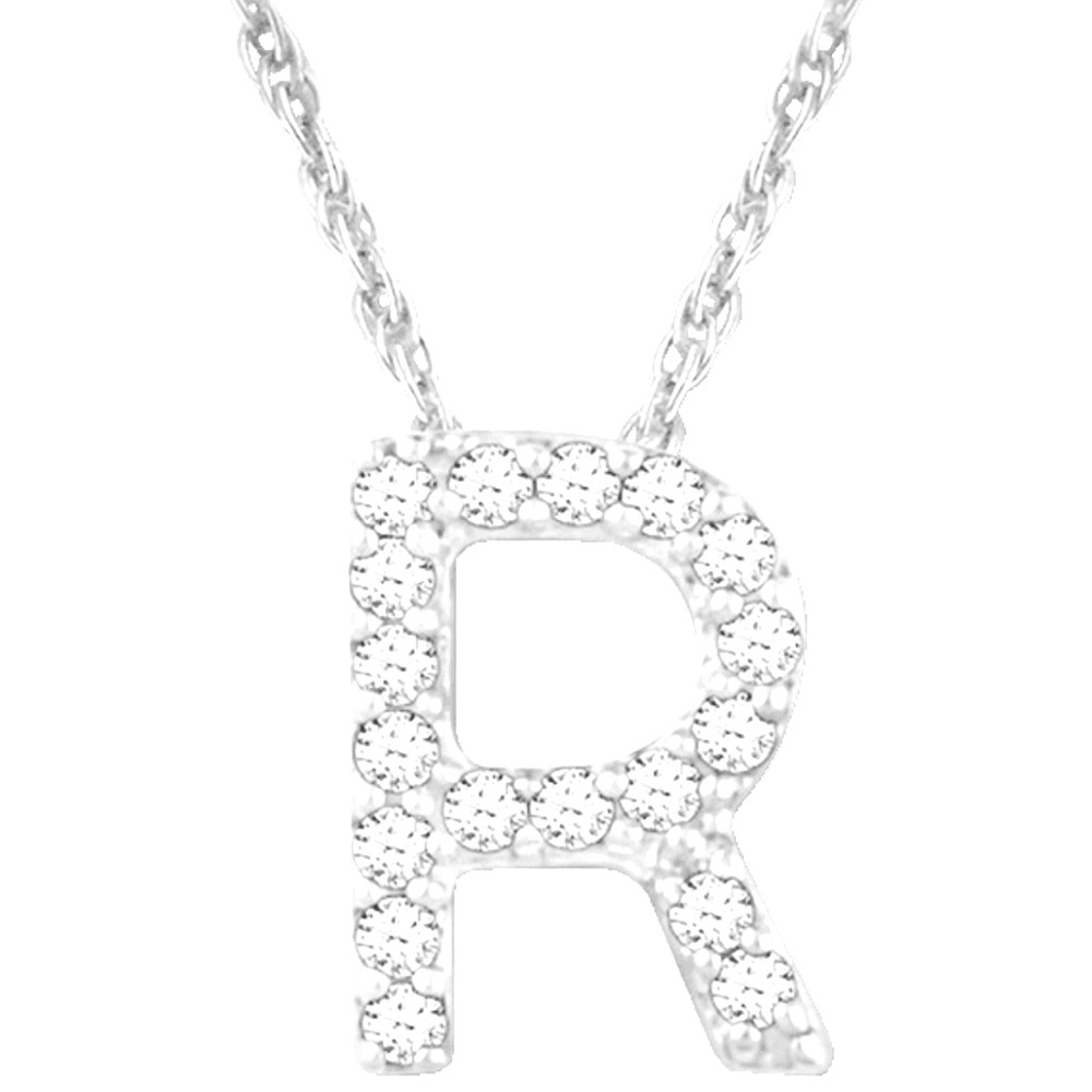 (R) Tamborat Jewelry 10k White Gold Plated Initial Necklaces